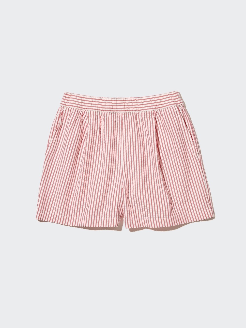 uniqlo striped cotton seersucker easy shorts white red size S
